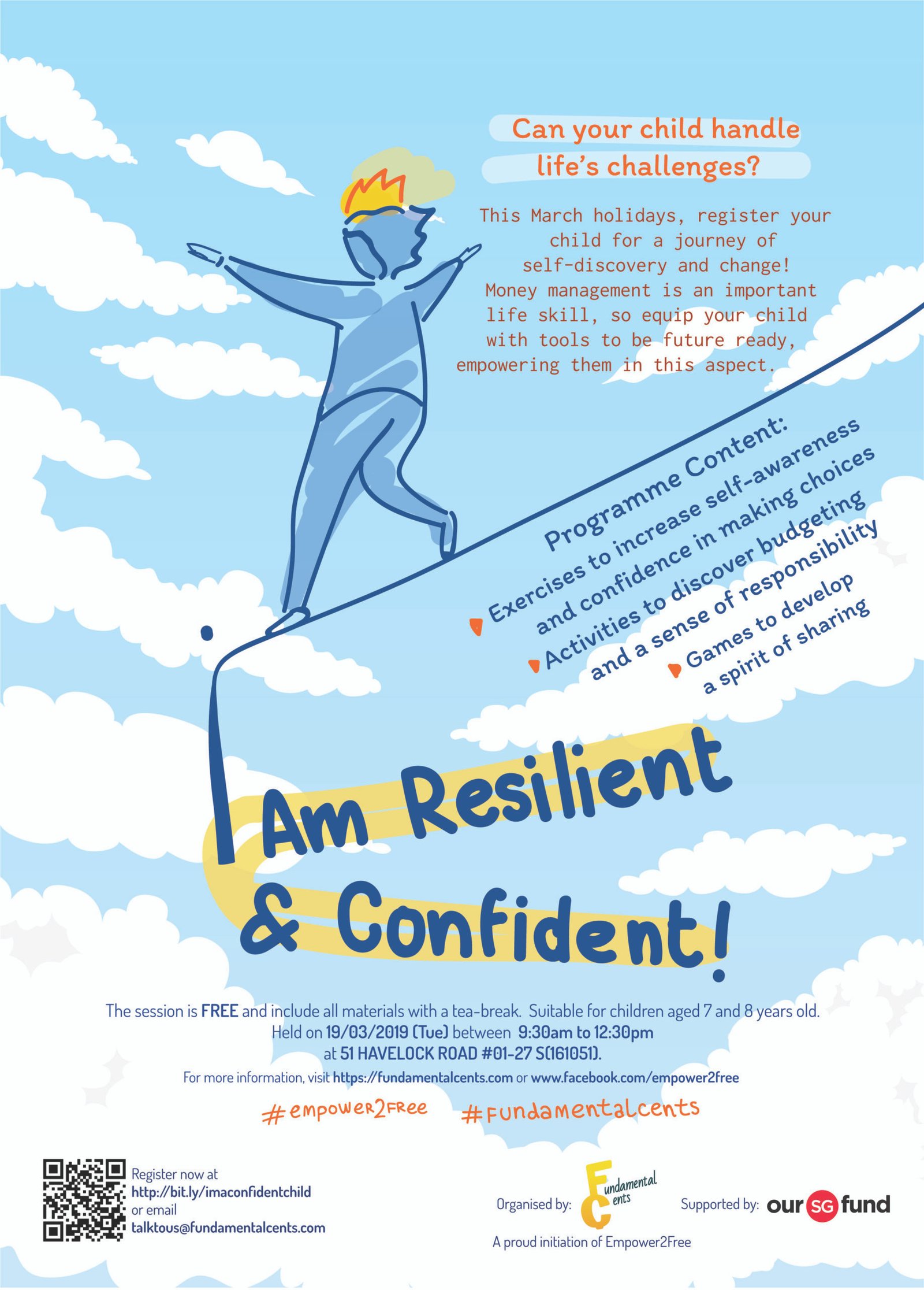 I am Resilient & Confident Workshop Poster by Empower2Free