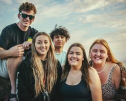 group of people taking picture