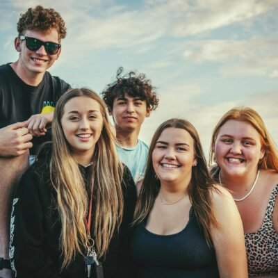 group of people taking picture