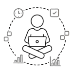 Empower2Free Self-Paced Learning Icon of a person learning essential money skills online at their own pace.