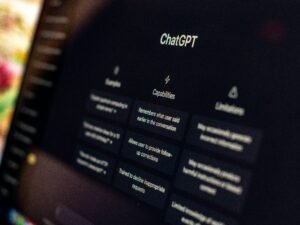 Close-up of a screen displaying ChatGPT's capabilities and limitations, used to illustrate how AI can support financial decision-making