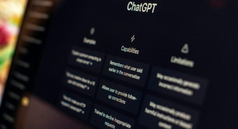 Close-up of a screen displaying ChatGPT's capabilities and limitations, used to illustrate how AI can support financial decision-making